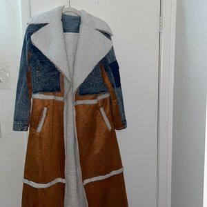 Faux fur denim jacket/coat.